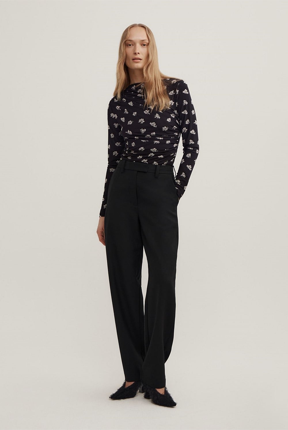 Mesh Drape Long Sleeve Top