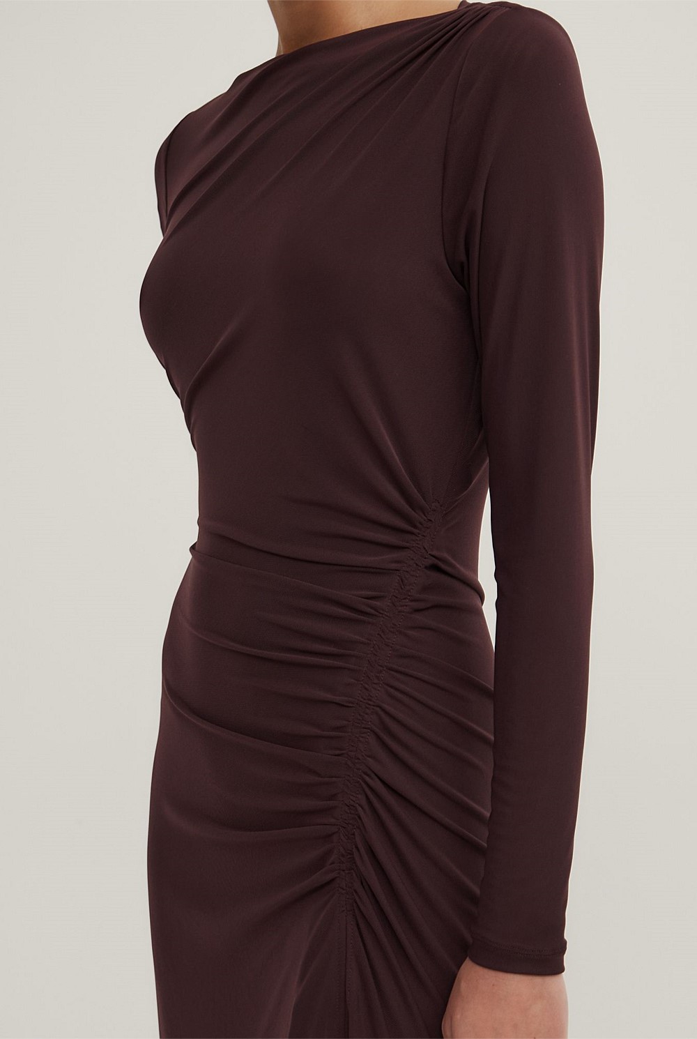 Longsleeve Ruched Mesh Dress