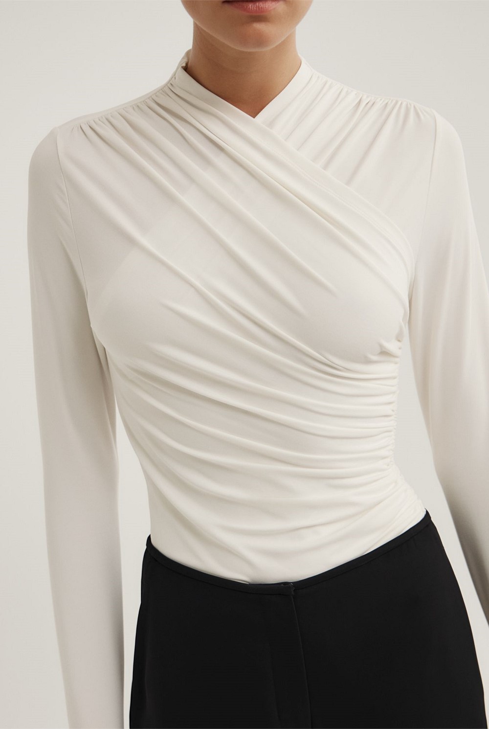 Wrap Long Sleeve Jersey Top