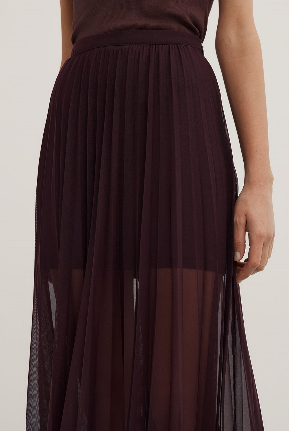 Pleated Mesh Skirt