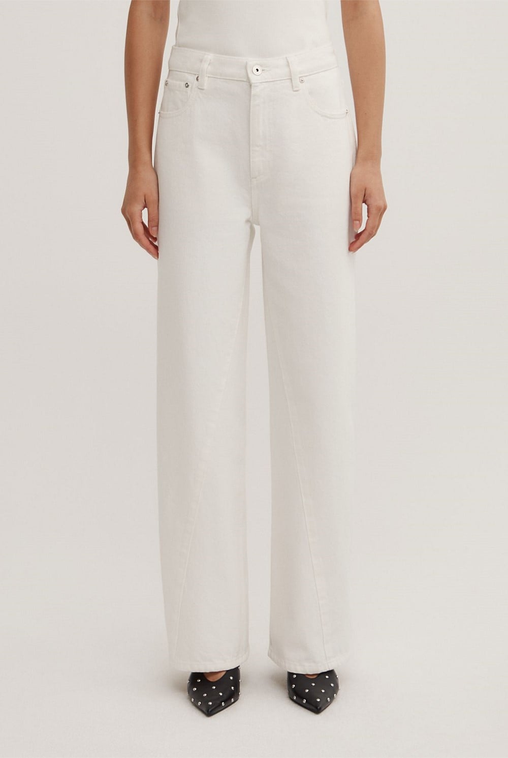 Angled Seam Denim Jeans