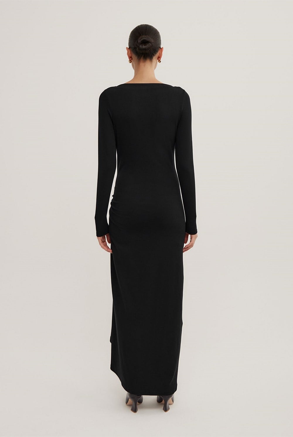 Long Sleeve Trim Detail Rib Dress