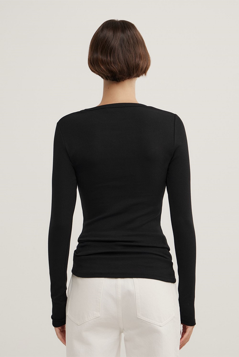 Metal Trim Long Sleeve Top