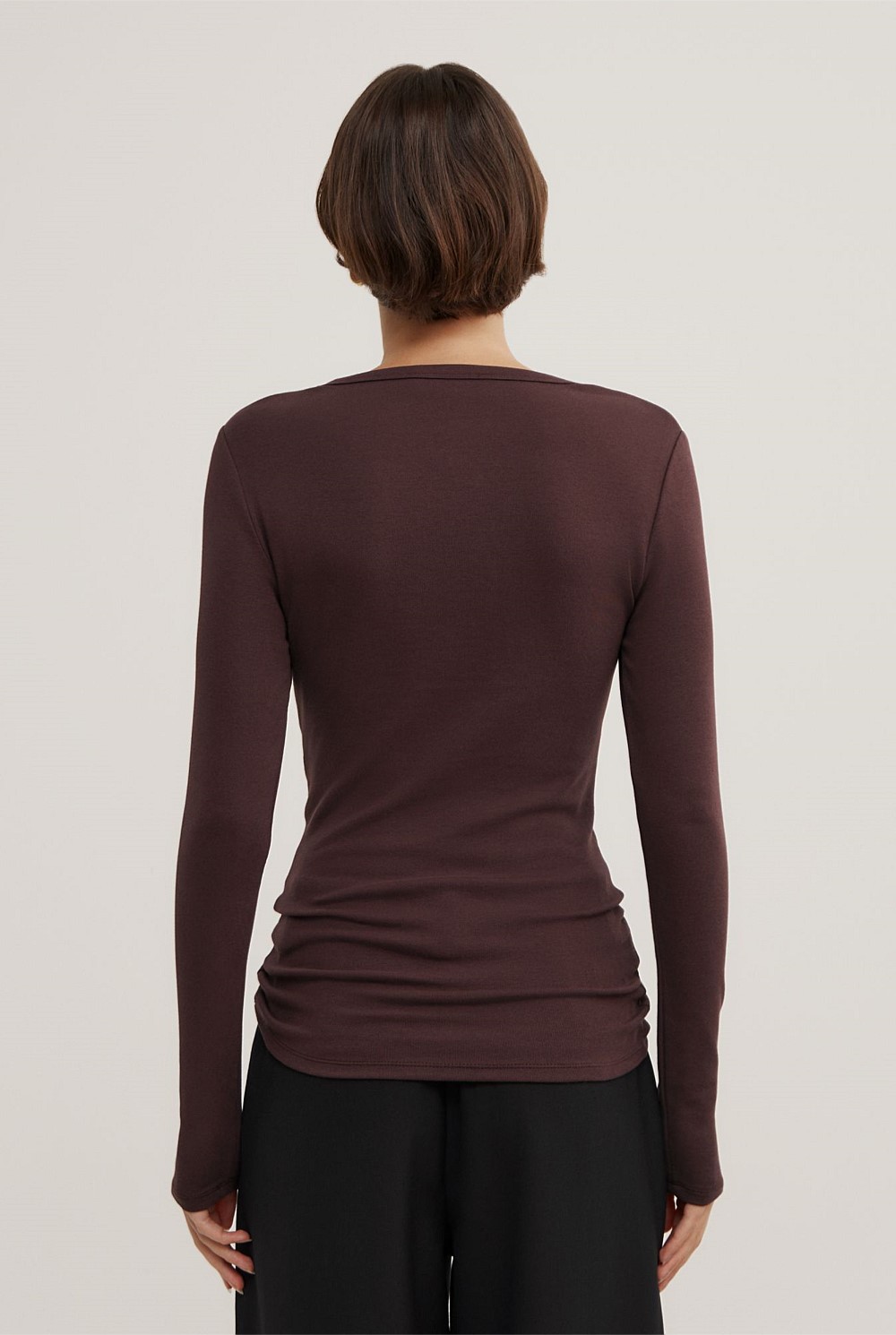 Metal Trim Long Sleeve Top