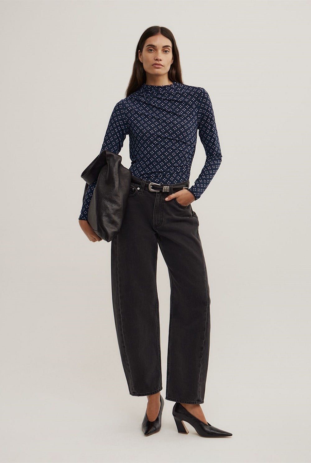 Asymmetric Mesh Long Sleeve Top