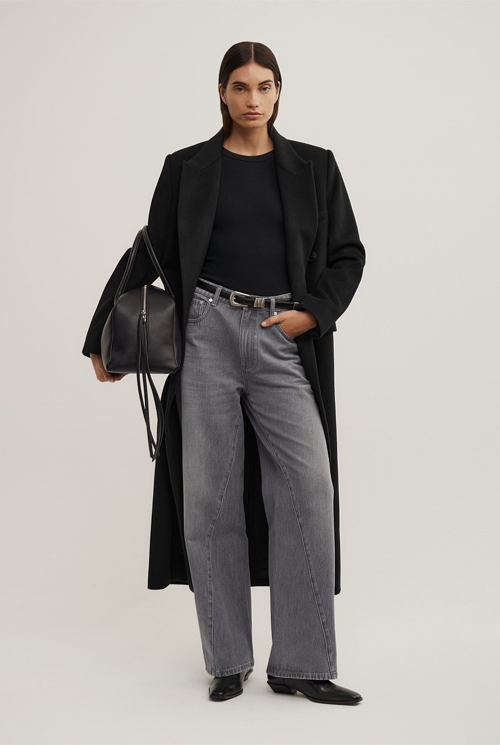 Angled Seam Denim Jeans
