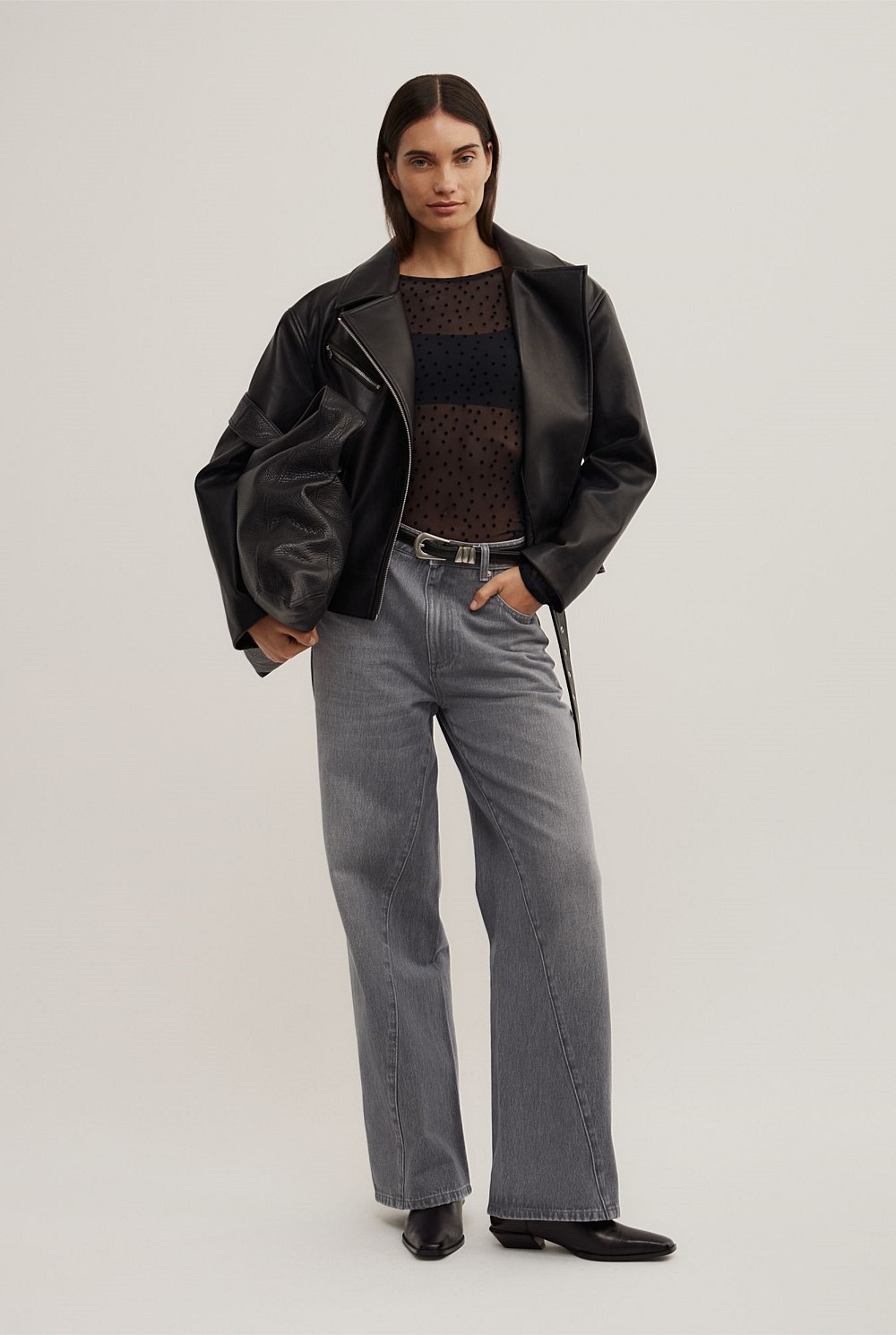 Flocked Spot Long Sleeve Top