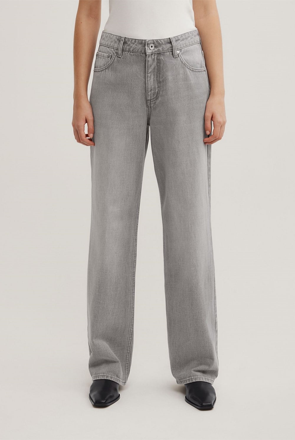 Mid Rise Straight Jeans