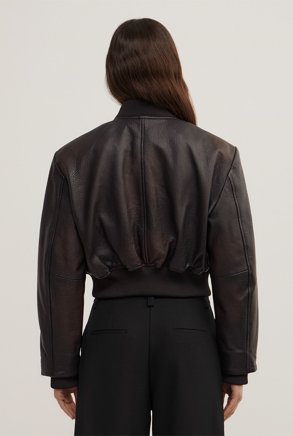 Crop Burnished Bomber Jacket