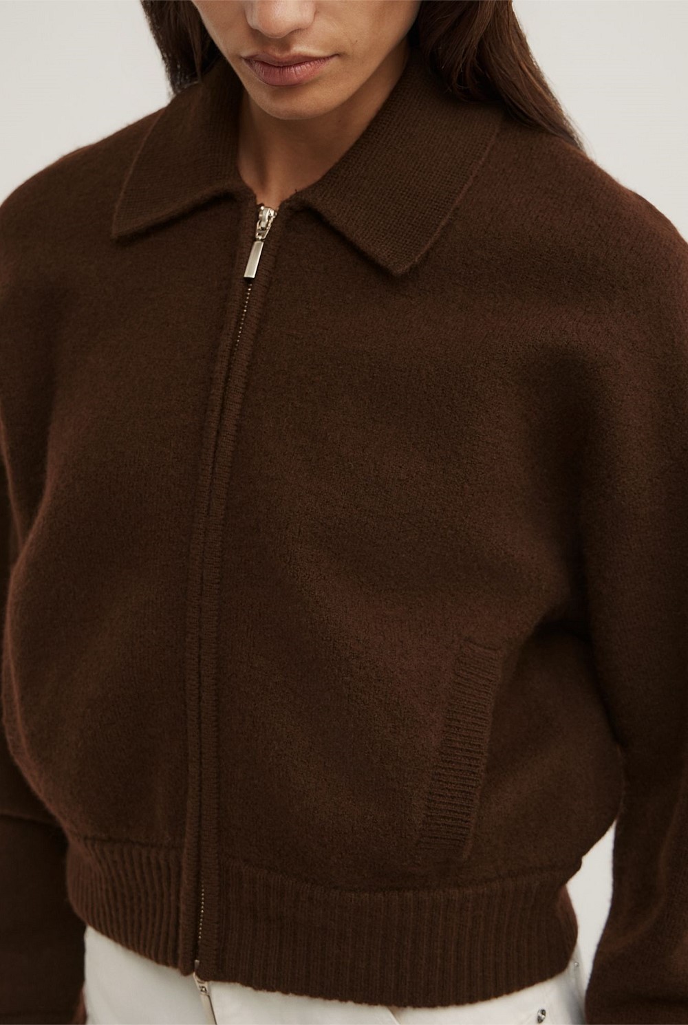 Wool Knit Bomber Jacket