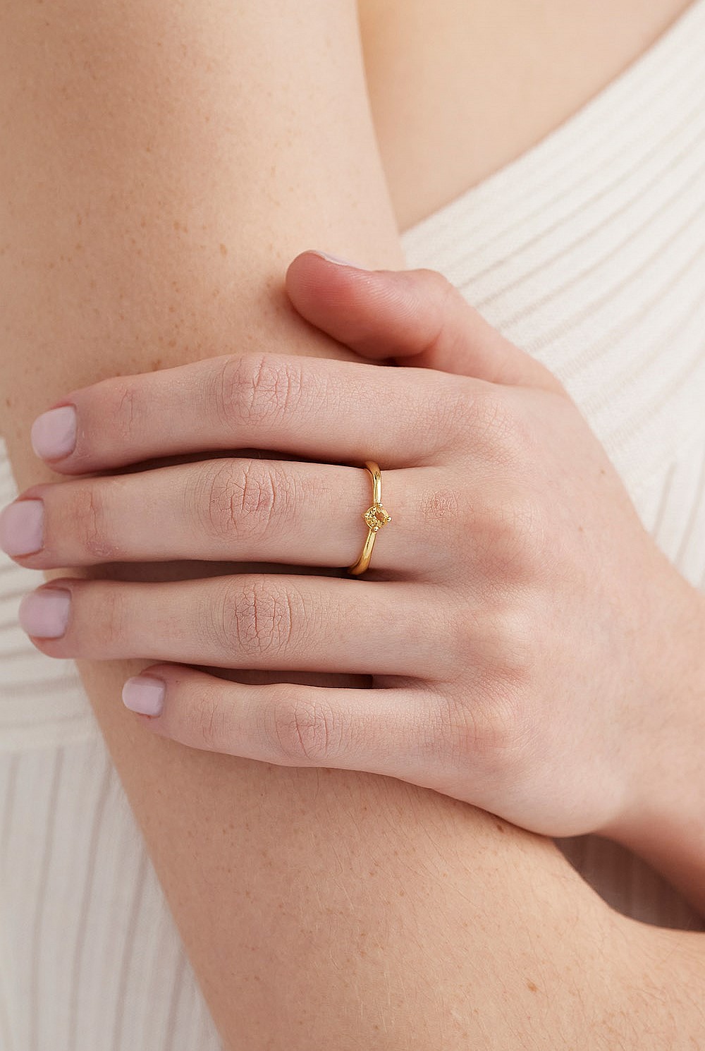November Citrine Gold Birthstone Ring