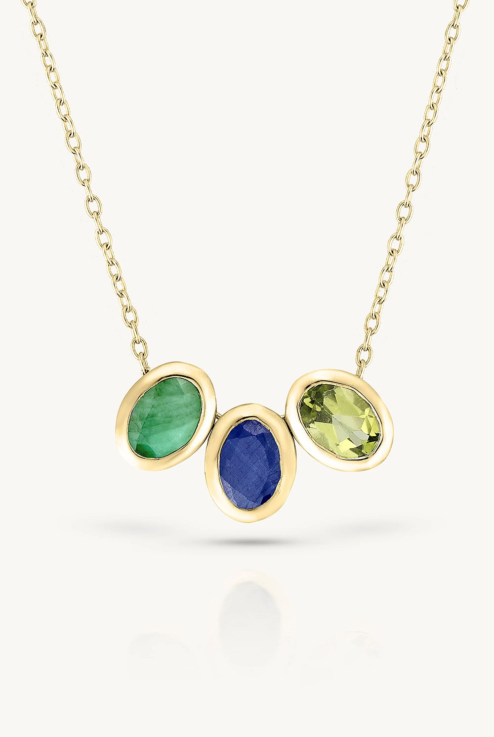 May Emerald Gold Oval Birthstone Charm