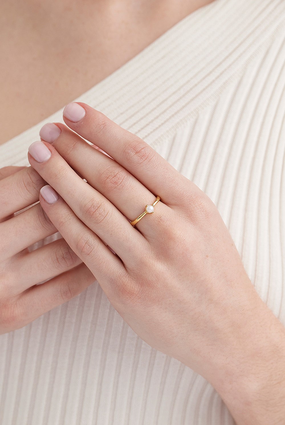 June Pearl Gold Birthstone Ring