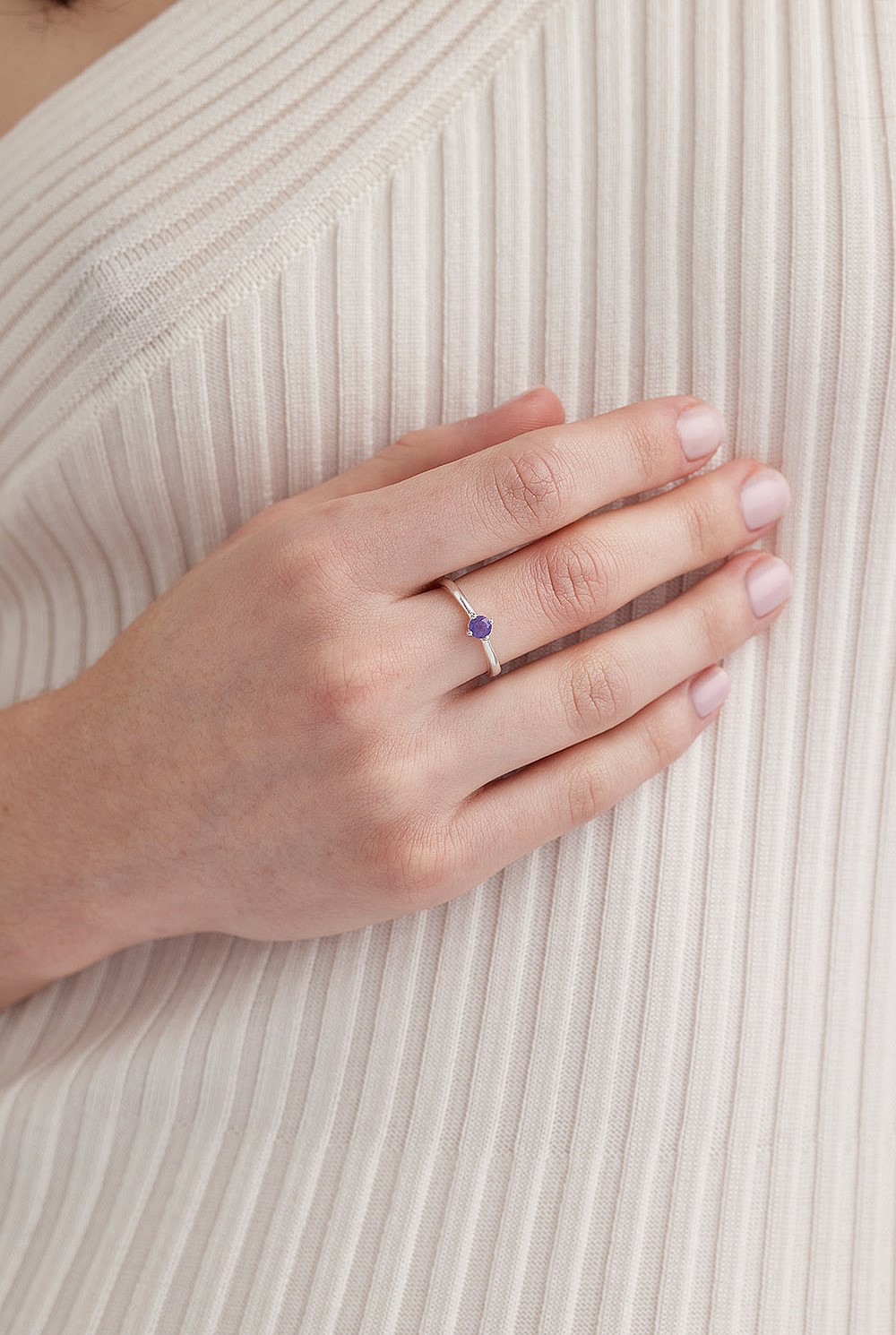 December Tanzanite Silver Birthstone Ring