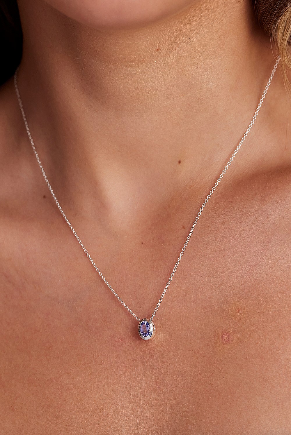 December Tanzanite Silver Oval Birthstone Charm