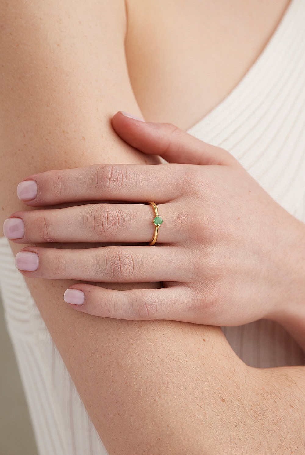 May Emerald Gold Birthstone Ring