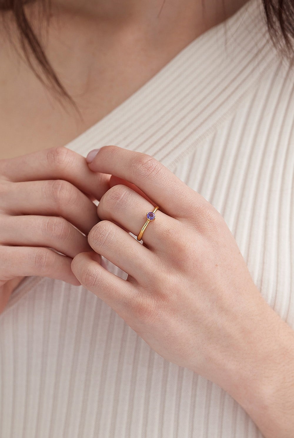 December Tanzanite Gold Birthstone Ring