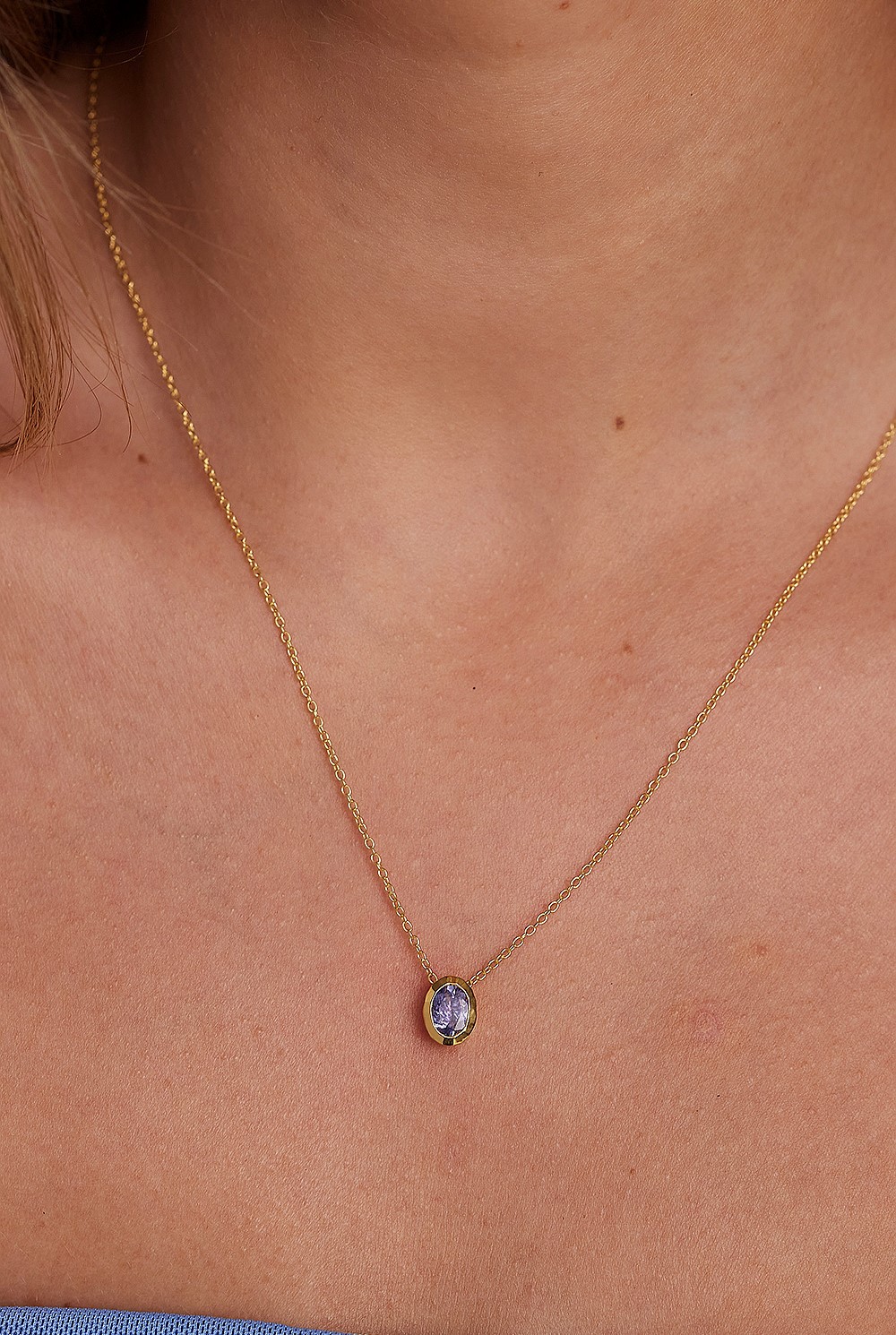 December Tanzanite Gold Oval Birthstone Charm