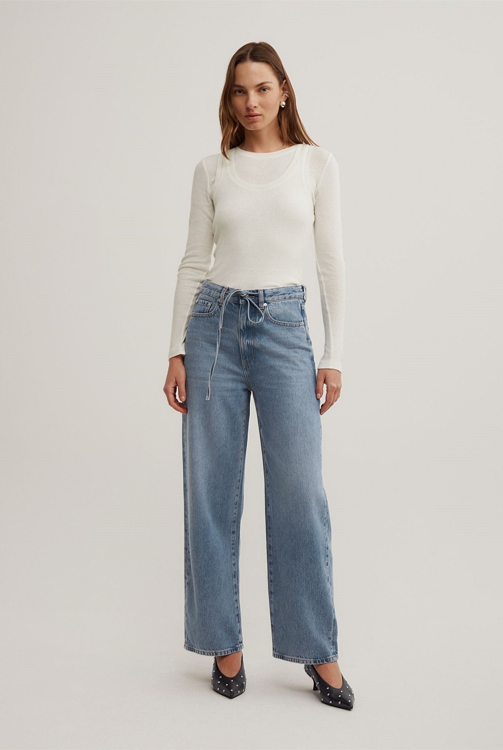 Drawcord Denim Jeans