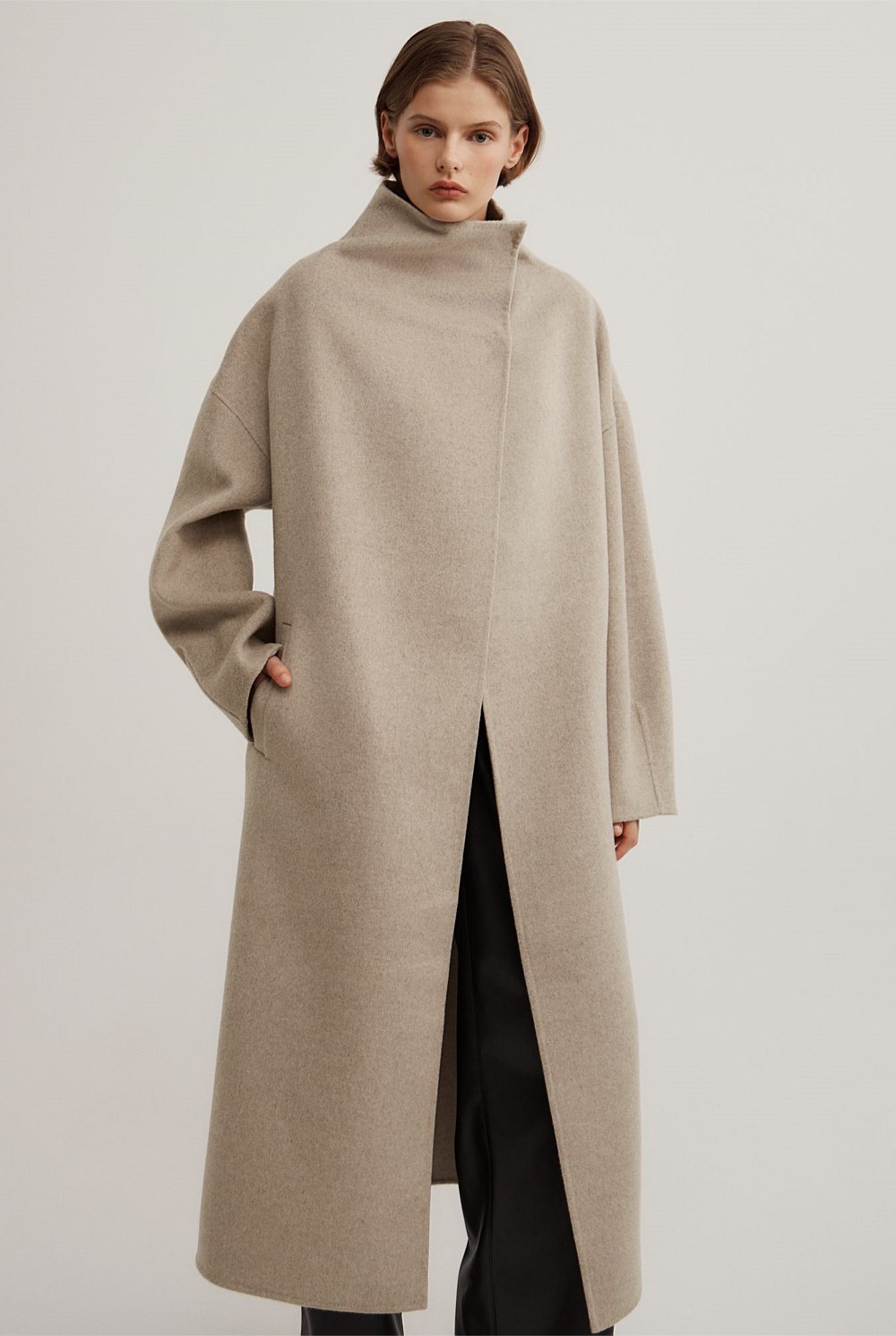 Funnel Wrap Neck Coat