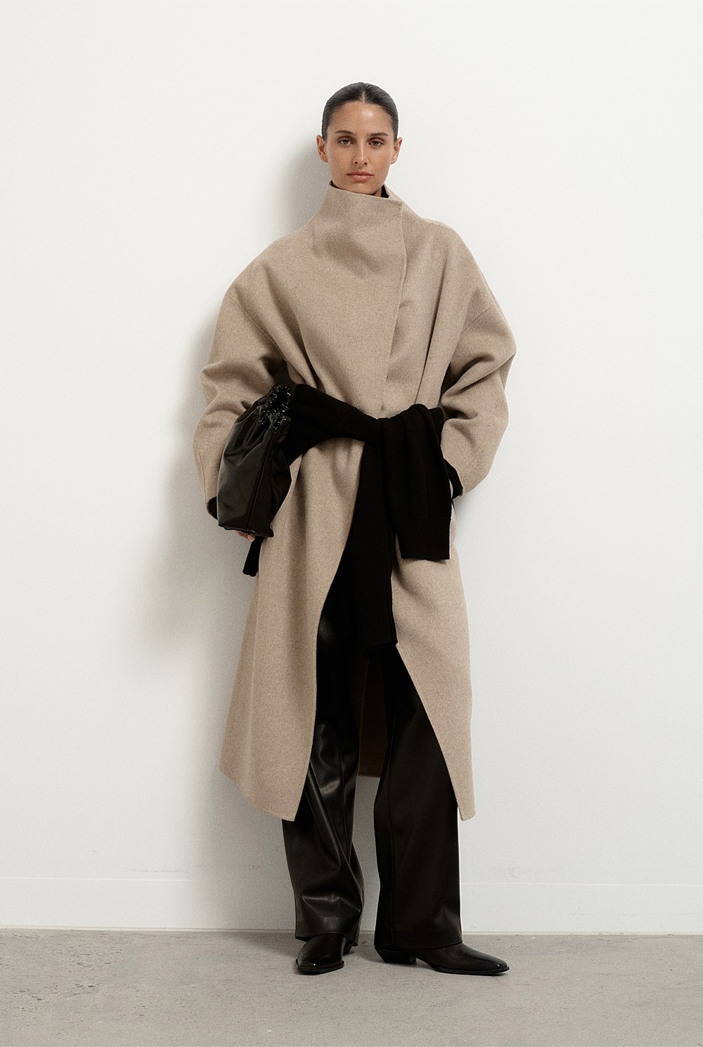 Funnel Wrap Neck Coat