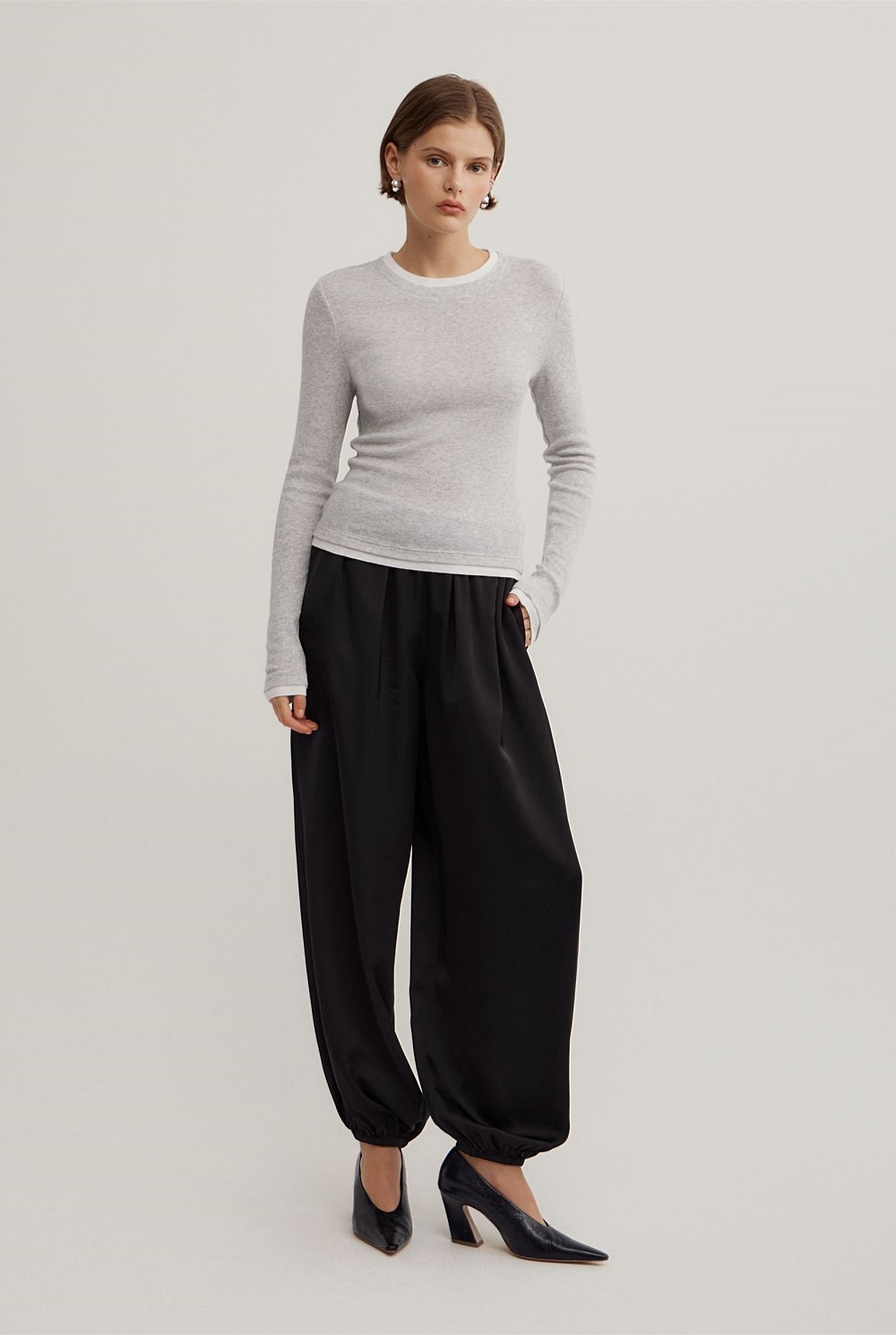 Contrast Trim Long Sleeve Top