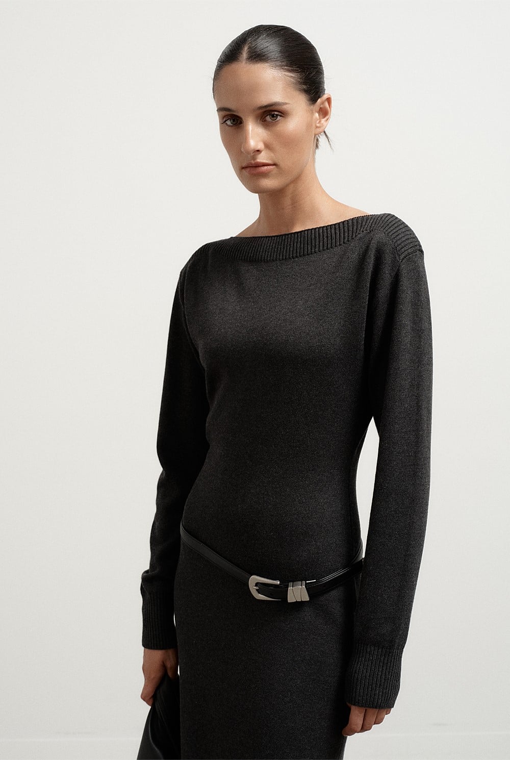 Boat Neck Knit Dress
