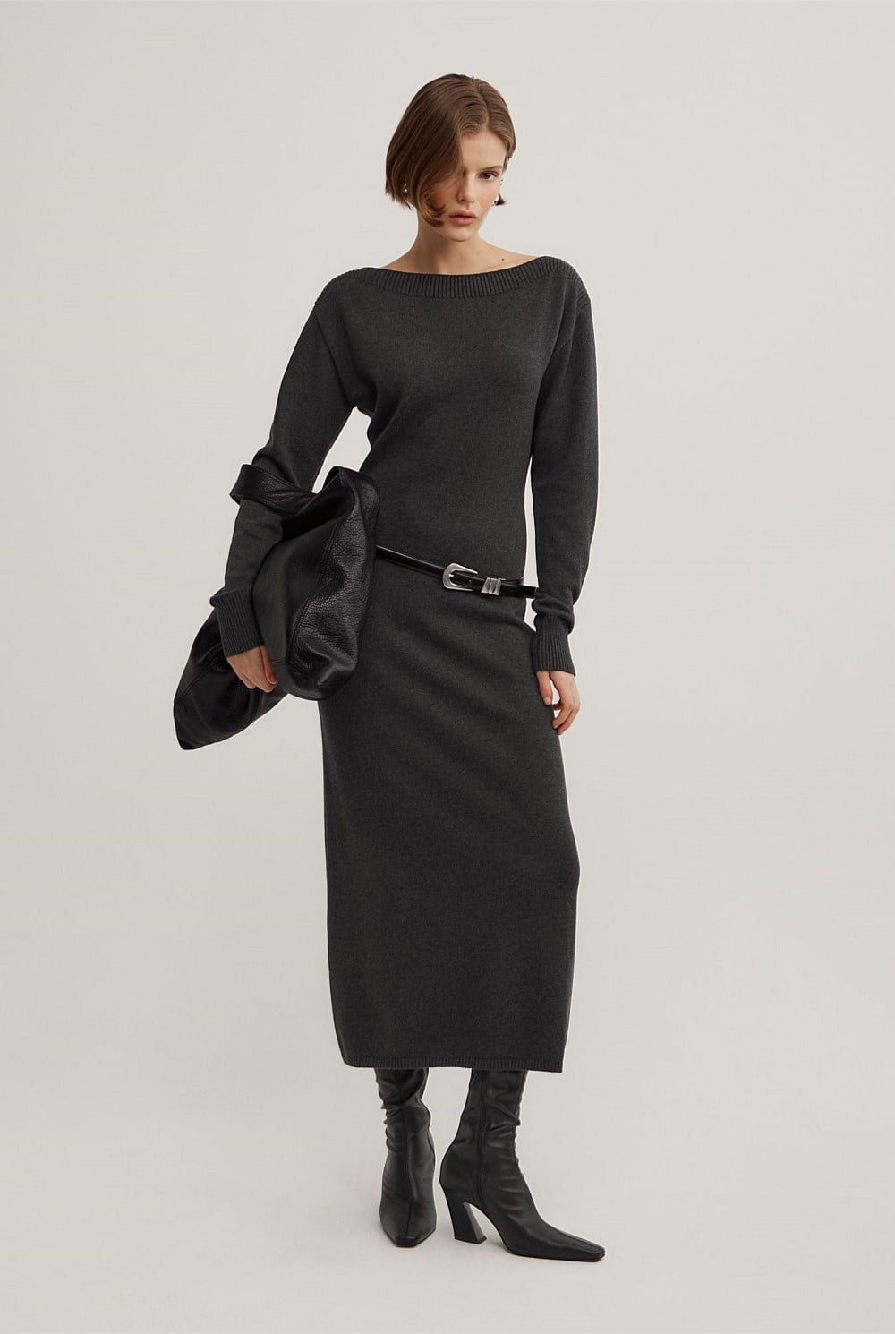 Boat Neck Knit Dress