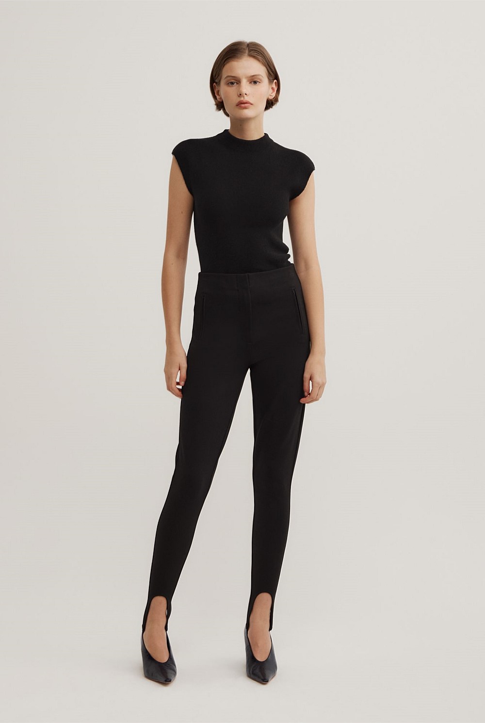 High Neck Knit T-Shirt